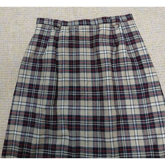 Vintage century Boston union made wool pencil skirt 100% wool sz 28 plaid tan - Picture 3 of 8